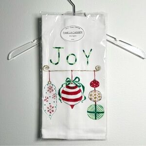 Pamela Cassidy Designs Hand Printed JOY Christmas Kitchen Towel NEW